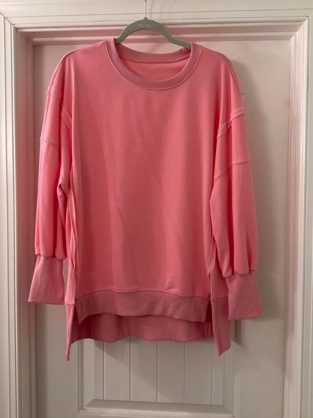 Pink Oversized Crewneck Sweatshirt - Women's Relaxed Pullover